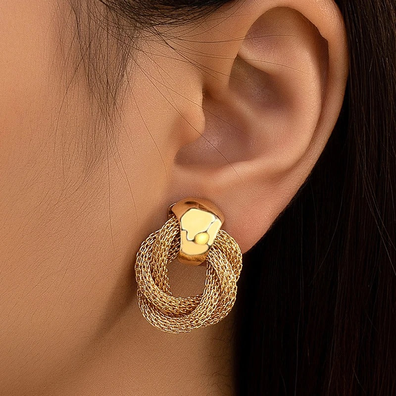 Twisted weaving Round Circle Dangle Earrings