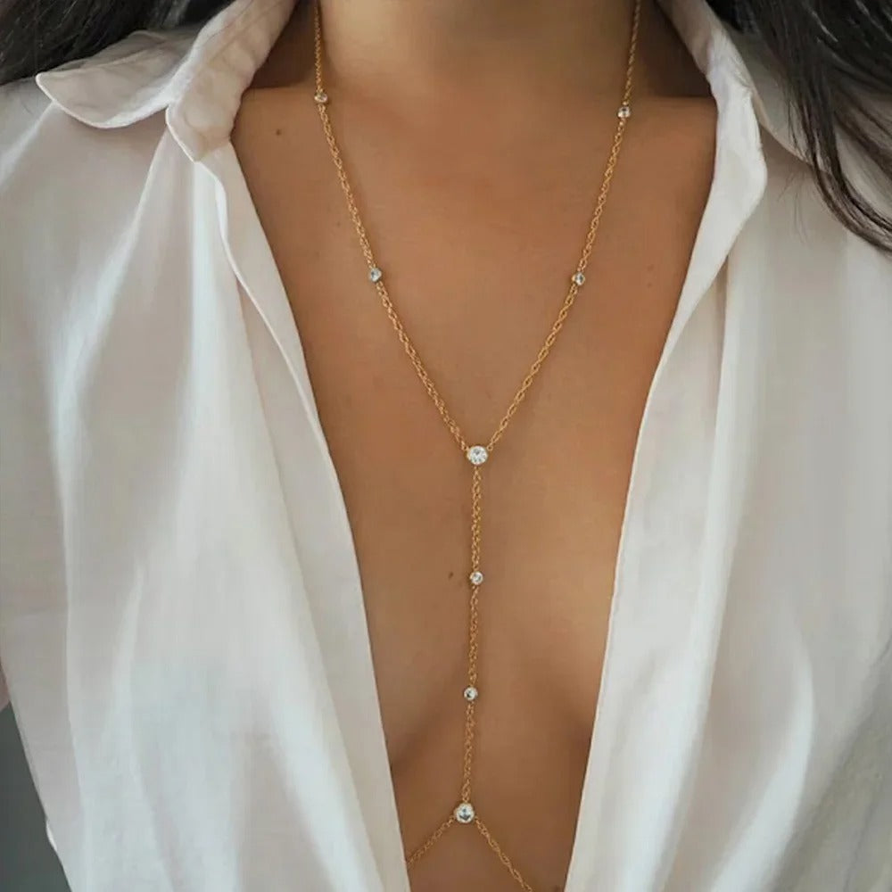 Rhinestone Cross Body Necklace