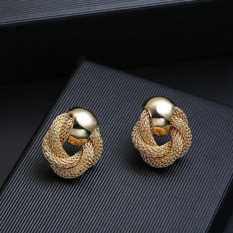 Twisted weaving Round Circle Dangle Earrings