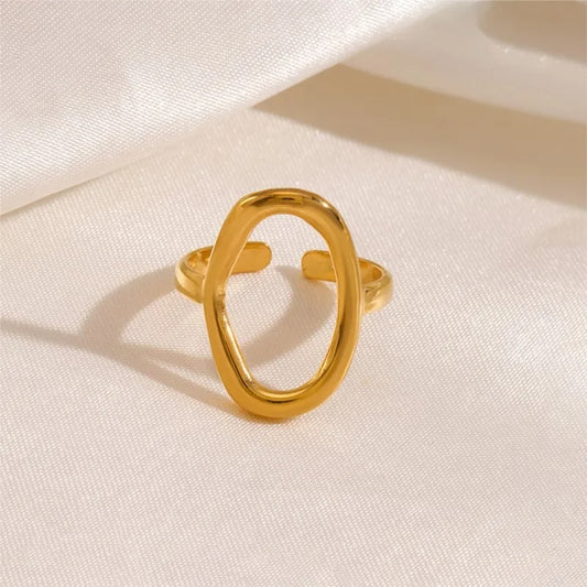 Hollow Oval Open Ring