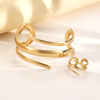 Thick Bracelet And Ring Jewelry Set