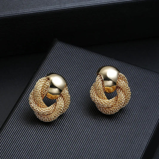 Twisted weaving Round Circle Dangle Earrings
