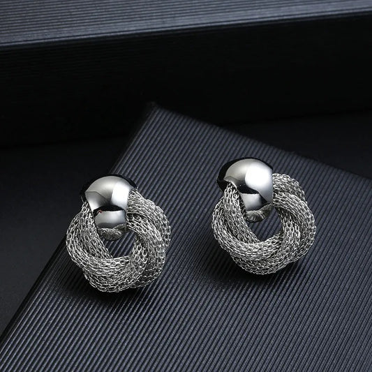 Twisted weaving Round Circle Dangle Earrings