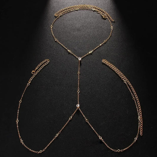 Rhinestone Cross Body Necklace